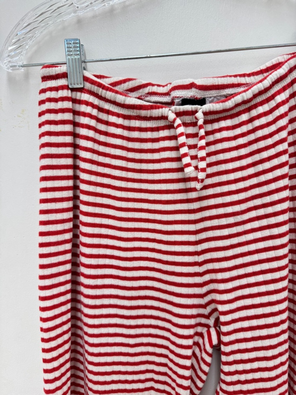 Gina Tricot Women's Red & White Striped Ribbed Wide-Leg Trousers Pants Size S - Picture 7 of 8